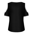 thumbnail image 4 of Blusa informal para mujer Cuello redondo Color sólido Fuera del hombro Cremallera Top Camisa suelta Tops para mujer Pompotops hfajkhk138339, 4 of 4