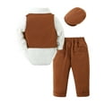 thumbnail image 2 of Baby Boy Clothes Suits 0-18M Gentleman Outfits Romper Suspender Pants Bowtie Beret Hat Wedding Set, 2 of 12