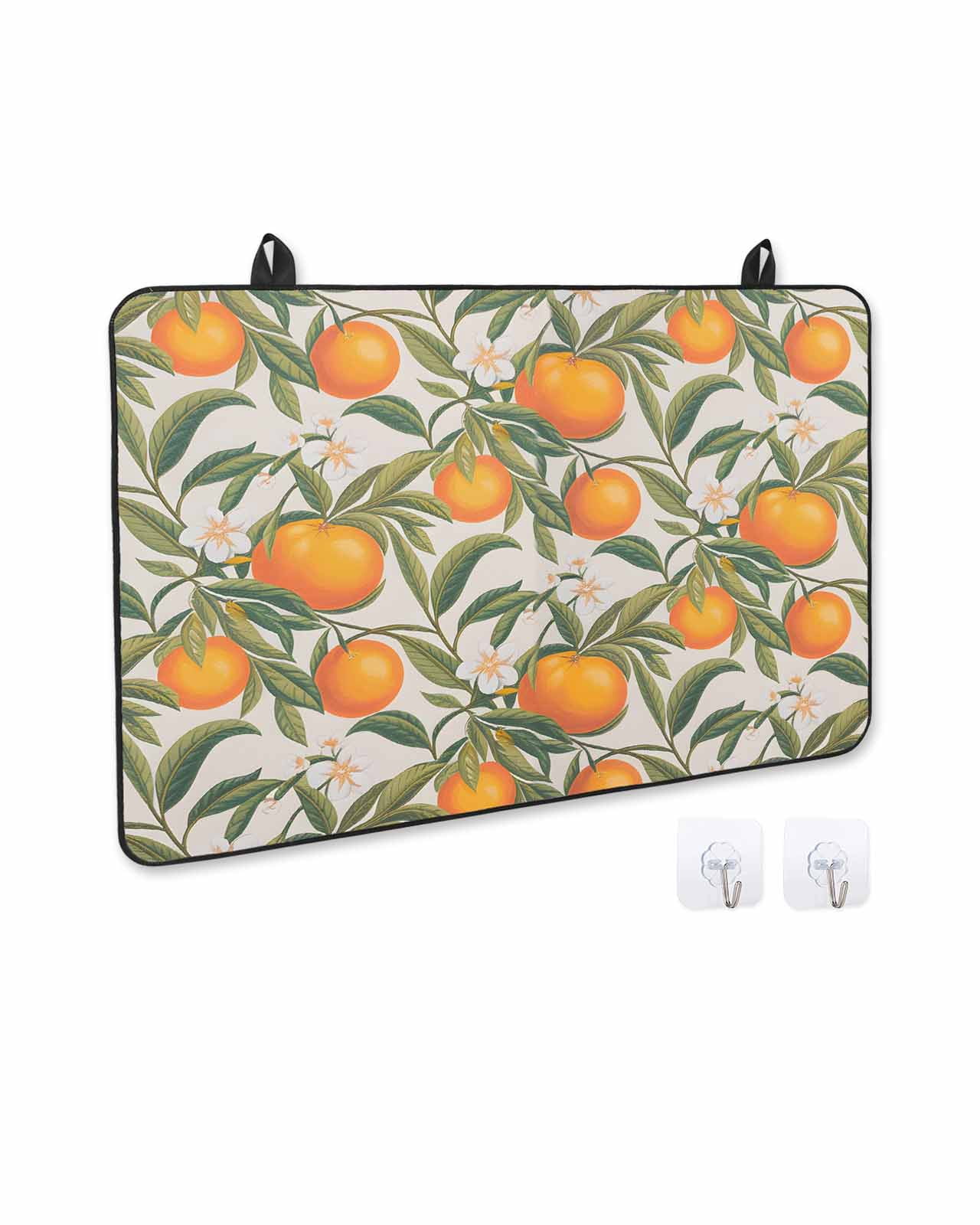 nqOlkjepod Large Induction Cooktop Protector Mat 24"x21", Country Orange Stove Top Covers for Electric Stove, Summer Spring Botanical Plants Leaves Stove Burner Cover Mats, Glass Top Stove Cover