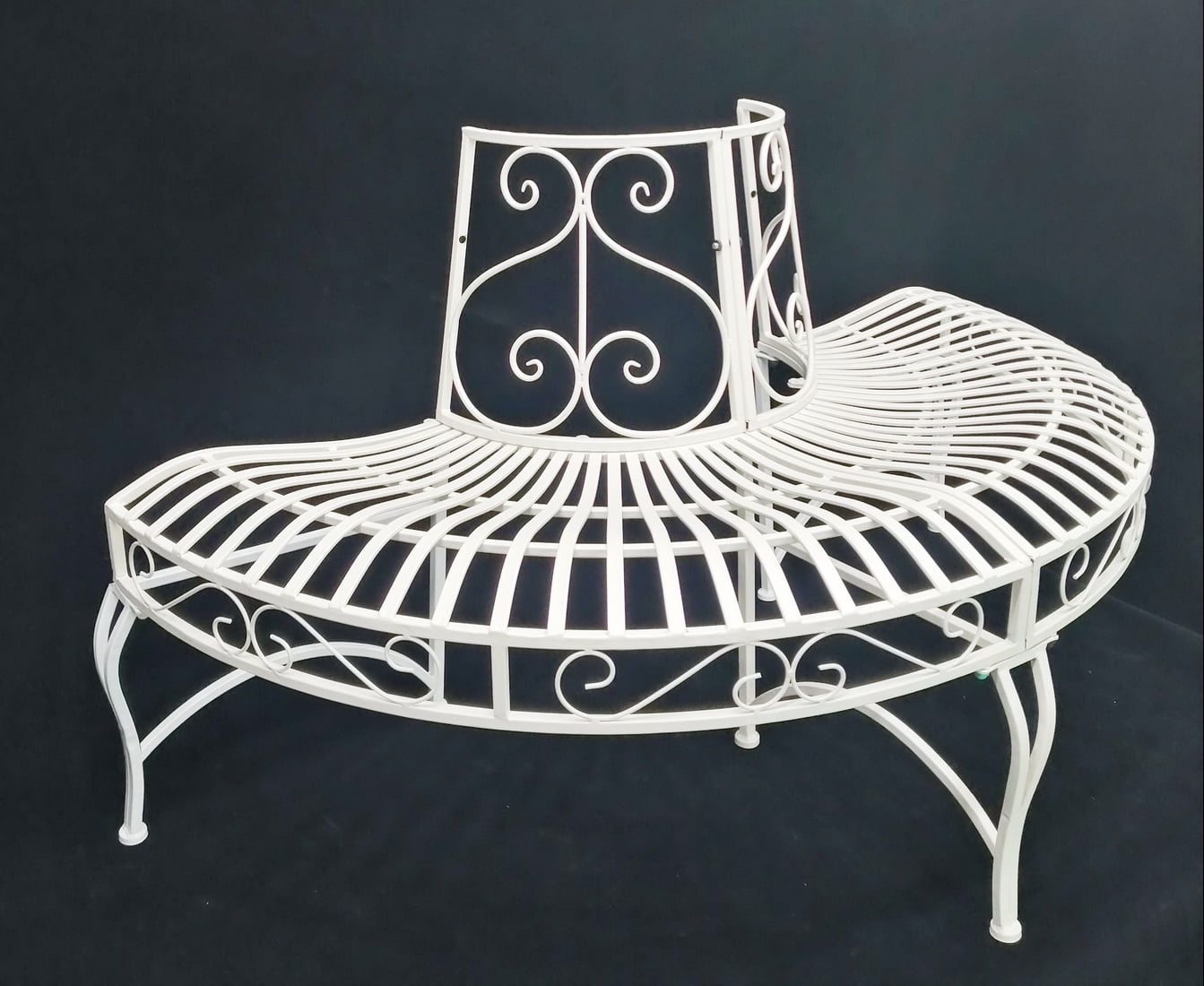 4' Solid White Home Furniture Collections Semi-Circle Tree-Wrap Bench