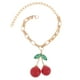 thumbnail image 1 of Pulsera de cerezas rojas con hojas verdes, bonita y creativa cadena de mano para cumpleaños, aniversarios y festividades, 1 of 7