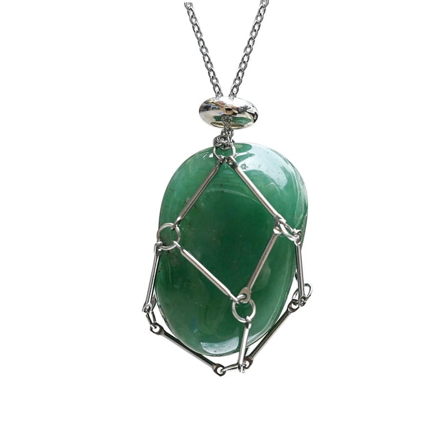 Chmadoxn Home Decor, Room Decor, Wall Decor Natural Crystal Mesh Pocket Metal Necklace Woven Pendant Chain Mesh Pocket Pendant Rope Pendant Rope