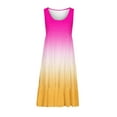 thumbnail image 5 of Cagogo Homecoming Dresses for Women Summer Under $5 Casual Crewneck Sleeveless Tank Gradient Aline Swing Flowy Tiered Midi Dress Holiday Outfits Cocktail Dresses, 5 of 5