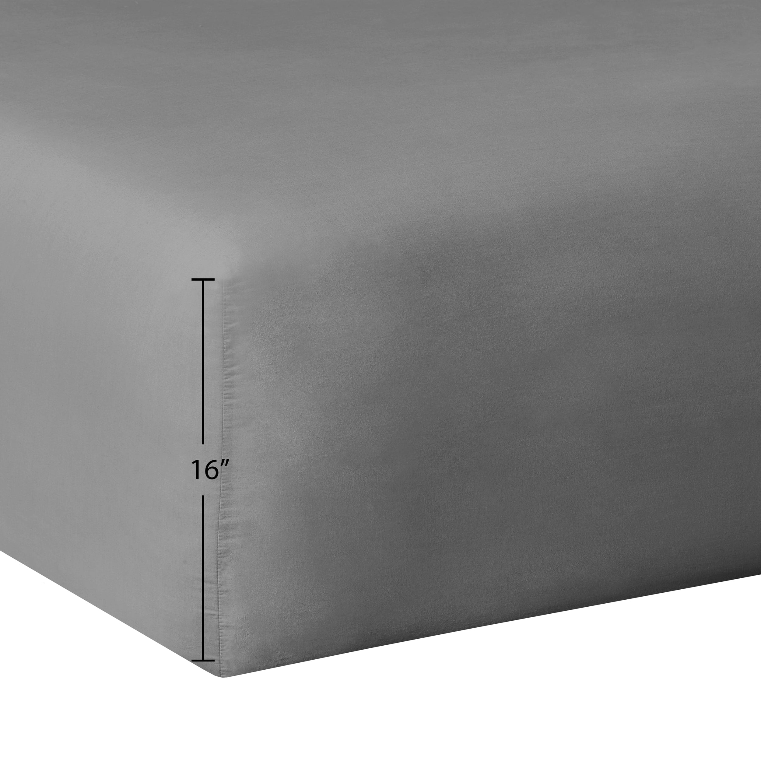 Mainstays Easy Care 300 Thread Count Solid Soothing-Gray CVC Cotton Blend Fitted Sheet, King (Adult)
