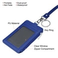 thumbnail image 3 of Uxcell Vertical PU Leather 5 Card Slots ID Badge Holder Zipper Wallet with PU Lanyard and Key Ring, Blue, 3 of 6