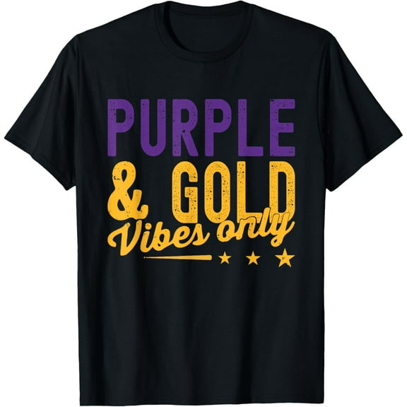 Purple And Gold Vibes Only Game Day For High School Football T-Shirt