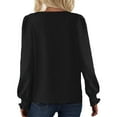 thumbnail image 3 of GigrtiJin Women Lantern Long Sleeve Blouse Spring Fashionv-Neck Dressy Casual Tops Shirt Solid Color Oversized Top, 3 of 5