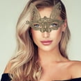 thumbnail image 5 of Unique Bargains Halloween Christmas 1 Pc Lace Long-Ear Bunny Half Face Party Mask for Masquerade Party Gold Tone Lace, 5 of 5