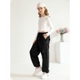 thumbnail image 6 of Usaibhir Girls Cargo Pants Casual Drawstring Jogger Sportswear Parachute Pants 7-14T, 6 of 8