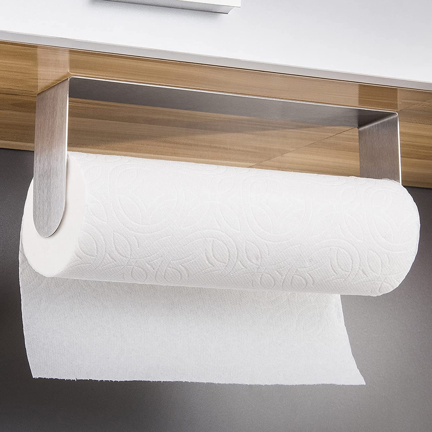 28cm Adhesive Paper Towel Holder Under Cabinet For Kitchen Bathroom Brushed 