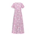 thumbnail image 6 of Uourmeti Girls Summer Maxi Dress Pink Puppy Print Short Sleeve Crew Neck Casual Loose Flowy Tiered Dresses with Pockets, Size 11-12 Years, 6 of 7