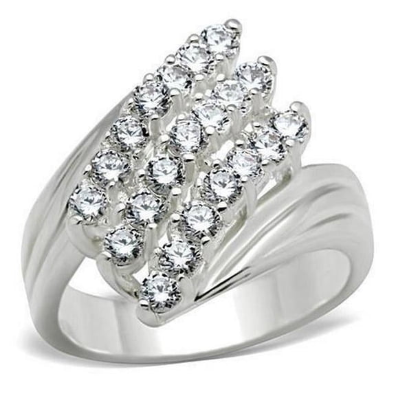 Silver 925 Sterling Silver Ring with AAA Grade CZ, Clear - Size 8