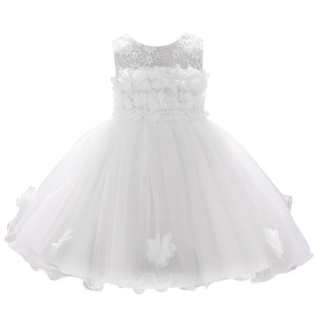 Zhuashum Robes d'Été pour Bébés Filles Imprimés Floraux Robe Florale Col Rond Sans Manches Robe Douce d'Été Décontractée pour la Plage 6-12 Mois Blanc