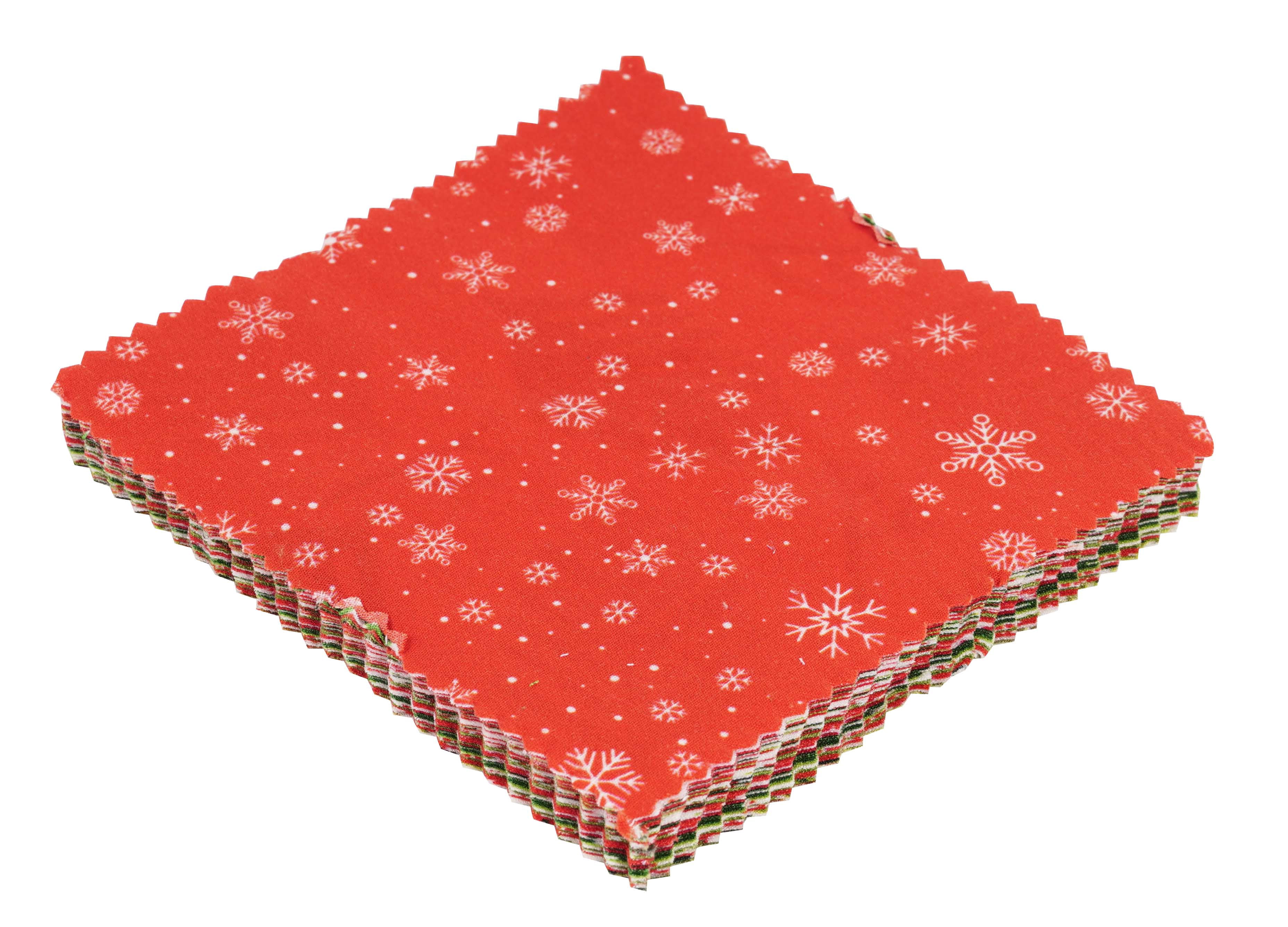 Soimoi Precut 10-inch Christmas Prints Cotton Fabric Bundle Quilting Squares Charm Pack DIY Patchwork Sewing Craft- Red & Green
