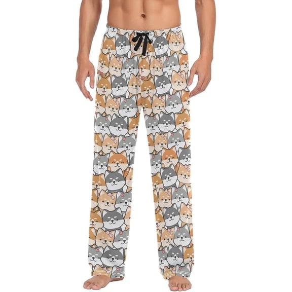 GZHJMY Dog Pajama Pants for Men, Lounge Pants Lightweight Men Pajama Bottoms with Drawstring Pockets, Christmas New Year Birthday Gifts, Large