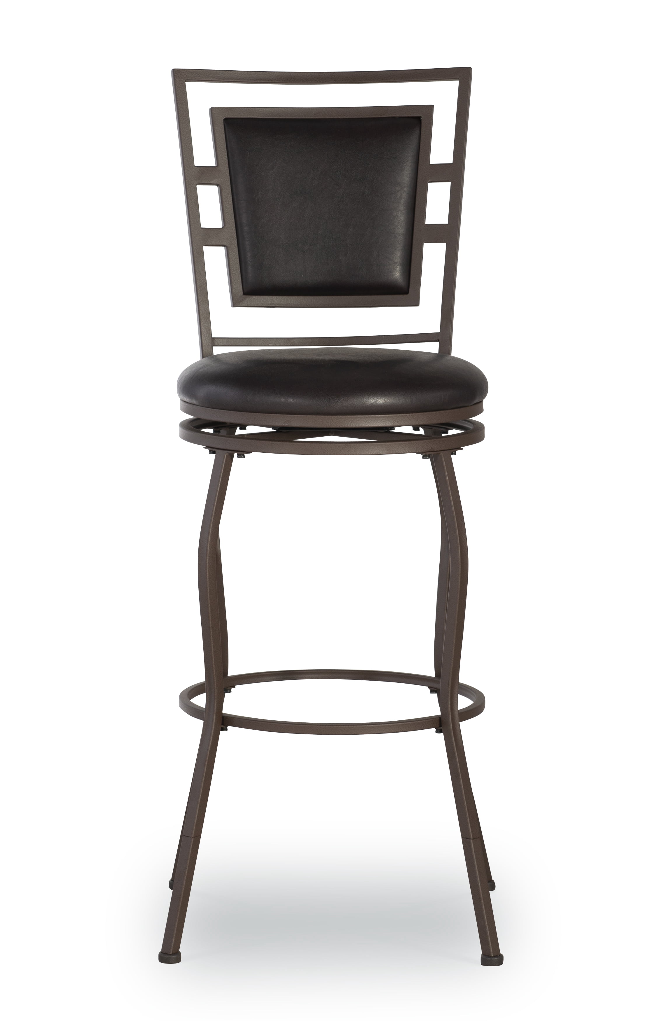 Linon Nora 24-30" Indoor Adjustable Metal Swivel Bar Stool, Set of 3, Brown/Brown Faux Leather
