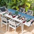 thumbnail image 2 of Blue Christmas Table Cloths for 8 Foot Rectangle Tables, Snowman Xmas Tree Winter Snowflake Patio Waterproof Elastic Fitted Tablecloths, Washable Rectangular Table Cover for Camping, 2 of 8