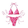 thumbnail image 2 of Womens Bikini Swimsuits Halter Thong Bikini Tie Sides Bottom Cherry Printed Triangle Bikini Swimsuits, 2 of 7