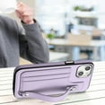 thumbnail image 3 of Nalacover Wallet Case for iPhone 14, Business PU Leather Unique Design Wristband Kickstand Credit Card Holder Slots Shockproof Scratch Resistant Phone Case for iPhone 14,Purple, 3 of 6