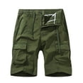thumbnail image 3 of AXXD Gym Shorts Men Summer Casual Solid Zipper Button Pockets Elastic Waist Cropped Cargo Shorts Clearance, 3 of 4