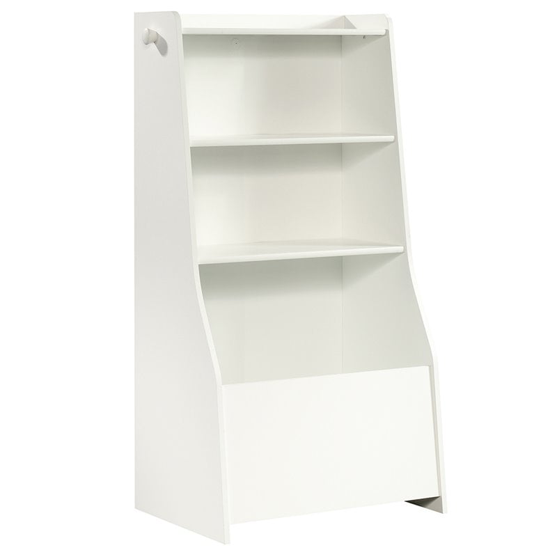 Sauder Pinwheel 2 Shelf Kids Bin Bookcase in Soft White