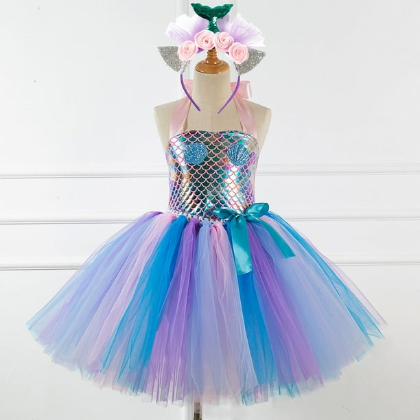 Disfraz De Sirena Para Niñas , Princesa Para Niños , Cumpleaños , Halloween Fiesta De Verano