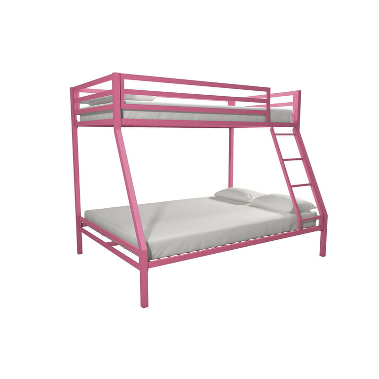 Mainstays Premium Twin over Full Metal Bunk Bed, Pink