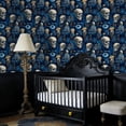 thumbnail image 2 of Boho Peel and Stick Wallpaper Dark Ocean Depths Skulls Jellyfish Sea Creatures Wall Mural 17.7in x 9.8ft Self Adhesive Removable Wall Paper Renter Friendly Wallpaper for Bedroom Kitchen Farm, 2 of 8