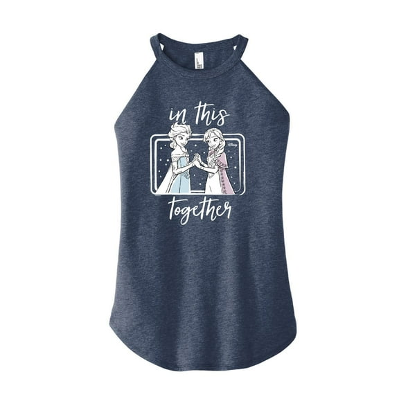Frozen - Winter - Anna & Elsa In This Together - Juniors High Neck Tank Top