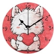 thumbnail image 4 of Valentine Cute Dog Holding Heart Round Wall Clock Silent Analog Battery Operated Gold Pointer Home Decor 9.84" Diameter, 4 of 11