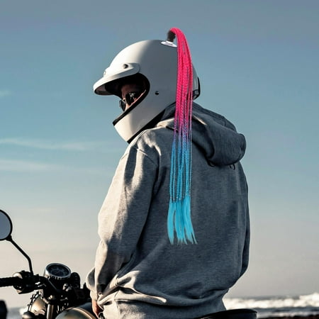 Kontonty Helmet Pigtail Hair Braid Decoration With Suction Cup 1 Set Ponytail Hair Decor For Motorcycle Helmet Accessories