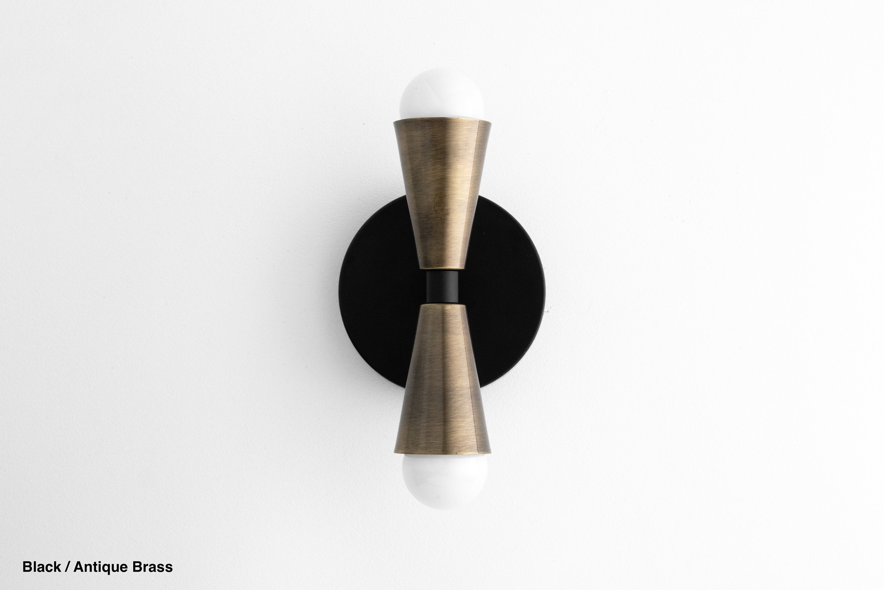 Black Gold Sconce - Mid Century Wall Sconce - Cone Wall Light