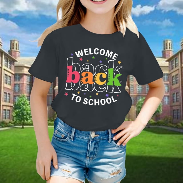 T-shirts et Chemises pour Filles T-Shirt Graphique de Rentrée Scolaire à Manches Courtes à Col Rond pour Filles et Garçons – Lumineux et Confortable au Quotidien