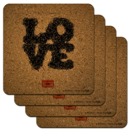 

Tangled Cassette Tape All You Need is Love Low Profile Novelty Cork Coaster Set