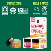 Eco Lips Organic Raspberry Lemon Lip Scrub & Plumping Daytime Lip Mask Combo 2 Pack 0.25each