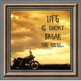 thumbnail image 2 of Classic Motorcycle "Life is Short" Sunset with Picture Frame, 10x10 8562, 2 of 6