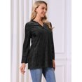 thumbnail image 3 of DARING DIVA Women's Velvet V Neck Long Sleeve Metallic Blouse S Black, 3 of 8