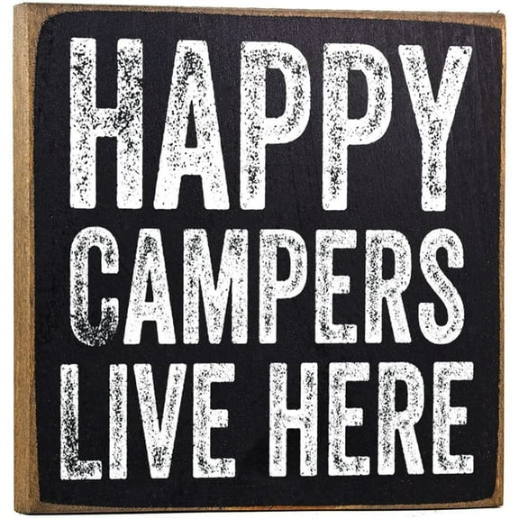 Make Em Laugh Happy Campers Live Here - Rustic Wooden Sign - Great Cabin Decor and Gift Under $15!