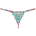 thumbnail image 2 of Botmois Men's Leopard Bordered Underwear Soft Thin Ice Silk Hipster G-string Micro Thong Cyan XL, 2 of 3
