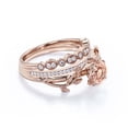thumbnail image 2 of Vine Leaf Ring, Boho & Hippie 2.00 Carat Round Cut Morganite And Diamond Moissanite Engagement Ring, Wedding Ring In 925 Sterling Silver With 18K Rose Gold Plating, Gift, Trio Set, Matching Band, 2 of 3