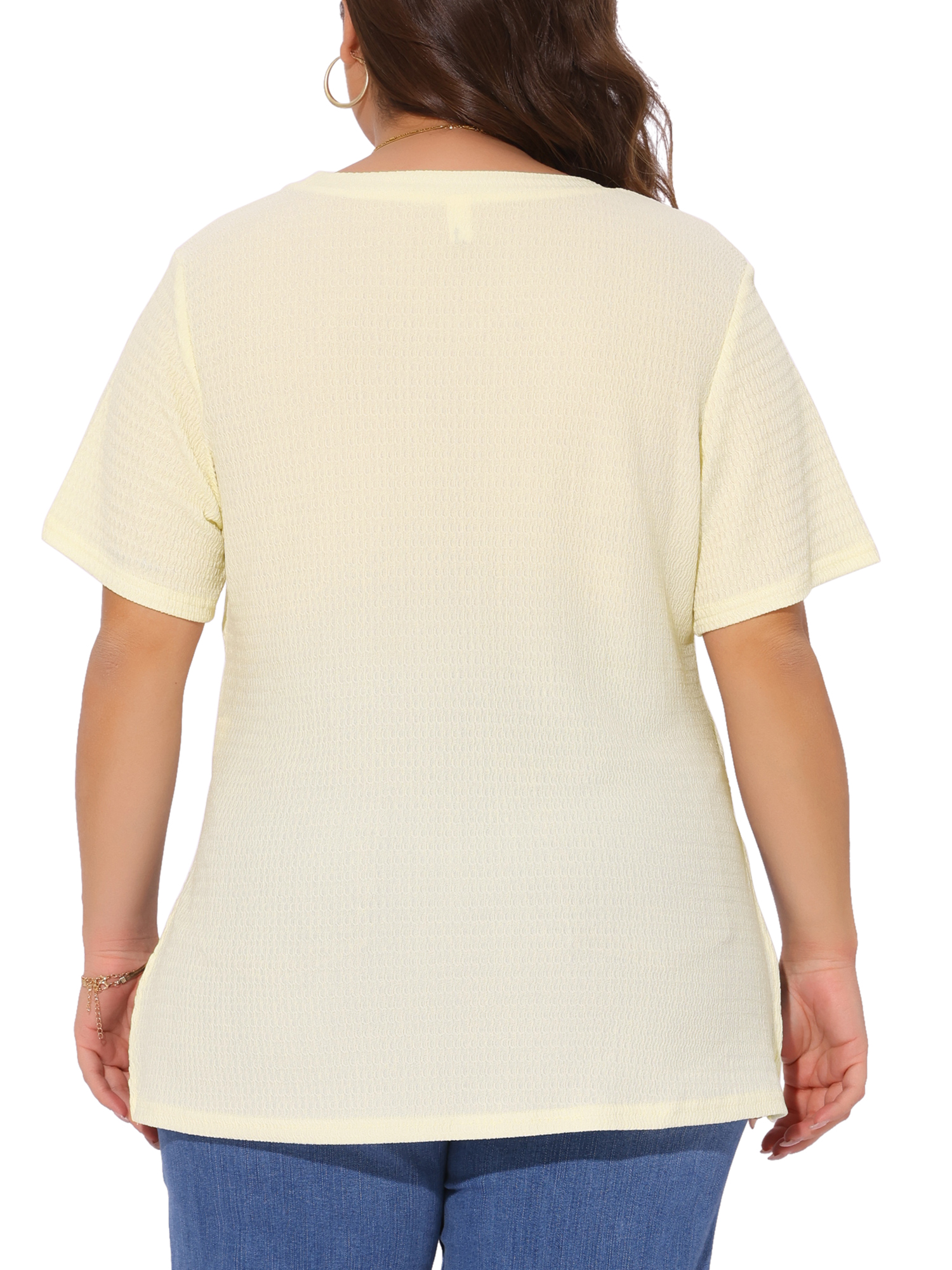 DARING DIVA Women's Plus Crew Neck Top 1X Beige