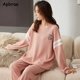 thumbnail image 1 of Conjunto de pijama de algodón para parejas, ropa de dormir de manga larga con cuello redondo y pantalones largos, para otoño e invierno, novedad, 1 of 4