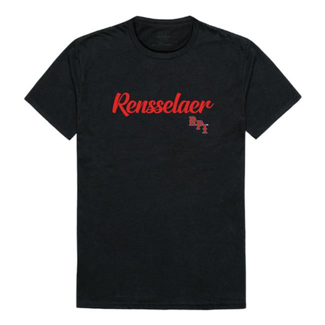 W Republic 554-367-BLK-01 Men Rensselaer Polytechnic Institute Script T-Shirt, Black - Small