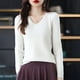 thumbnail image 4 of Suéter de mujer, jersey de manga larga, jersey de punto con cuello en V, suéter de moda para mujer, invierno 2022, ropa básica femenina, suéteres sólidos OL, 4 of 5