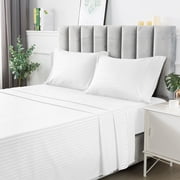 Lux Decor Collection Stripes 4 Piece Bedding Sets King with Flat Sheet and Fitted Sheet and Pillowcases
