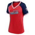 thumbnail image 2 of Women's Fanatics Red Washington Nationals Glitz & Glam League Diva Raglan V-Neck T-Shirt, 2 of 3