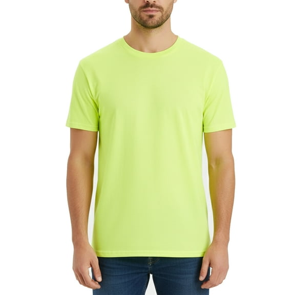 Hanes Essential-T T-Shirt for Men, High-Vis Crewneck 100% Cotton Short Sleeve Tee, Safety Green, 1 Pack, S