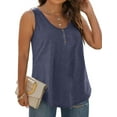 thumbnail image 2 of MOSHU Plus Size Tank Tops for Women Henley Sleeveless Shirts Summer Button Down Womens Tops, 2 of 7