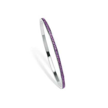 - Birthstone Eternity Bangle Stackable Bracelet in Silvertone 7.5
