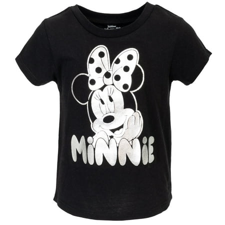 

Disney Minnie Mouse Toddler Girls Fashion Pullover Graphic T-Shirt Black / Silver 4T